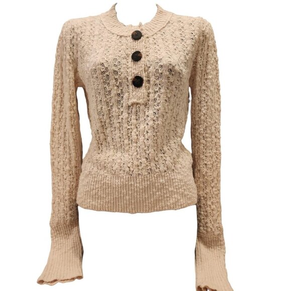 Free People Beige Knit Sweater with bell sleeves - Picture 1 of 8